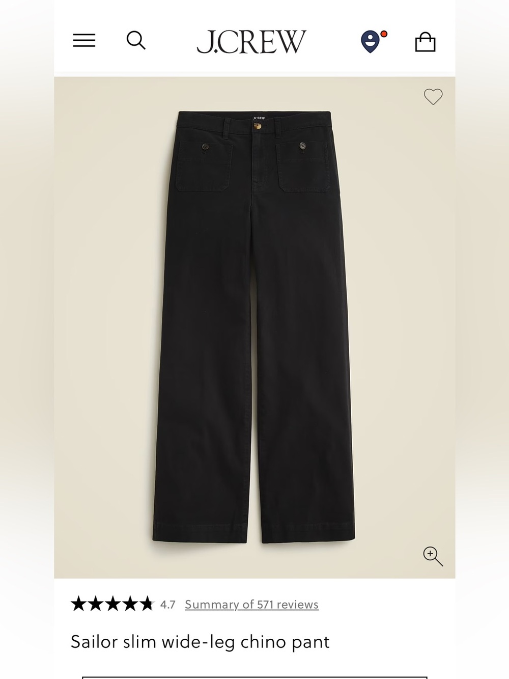J. Crew Sailor slim wide-leg chino pant